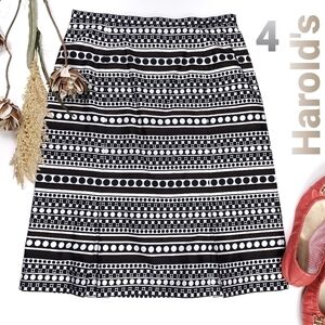 Harold's New Blk Brown Wht Art Deco Skirt Size 4